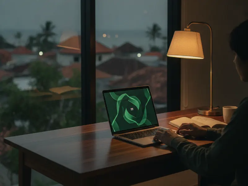 A studio desk with a laptop
